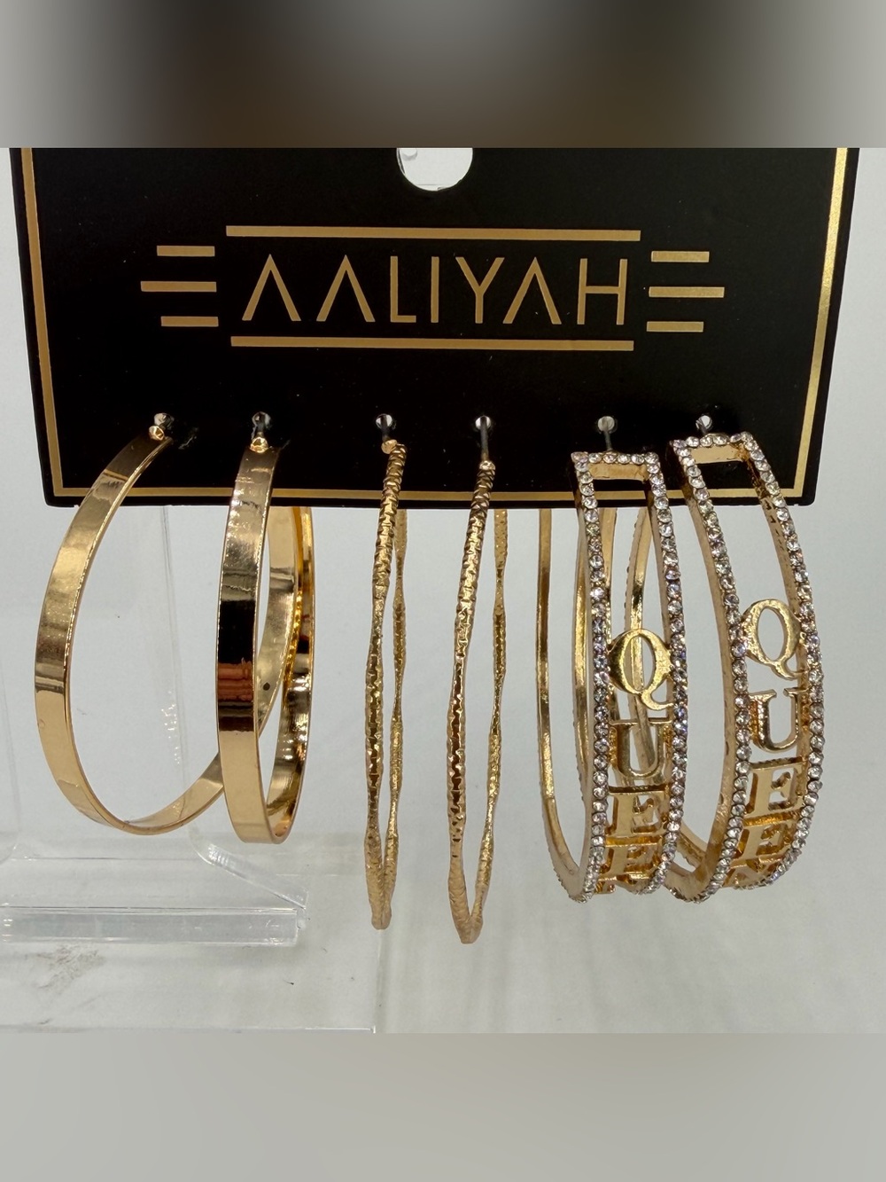 AALIYAH Queen Gold Hoop Earring Set - 3 Pair